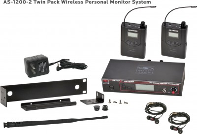 AS-1200-2 Wireless In-Ear Monitor Twin Pack System with Two EB4 Ear Buds