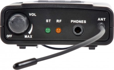 AS-1200R In Ear Belt Pack Receiver with RF and Stereo Indicators Top View