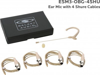 Beige Omni Earset Microphone with 4 Shure Cables