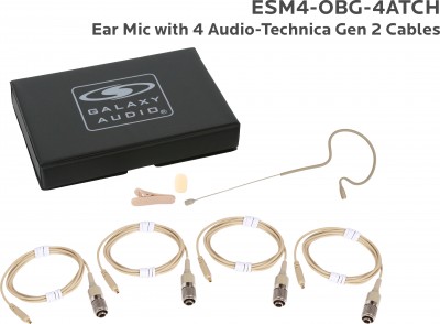 Beige Omni Ear Mic with 4 Generation 2 Audio-Technica Cables
