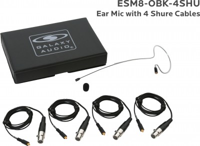 Black Omni Earset Microphone with 4 Shure Cables