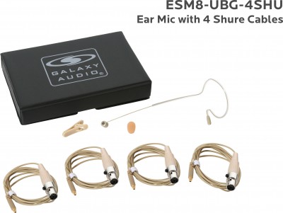 Beige Uni Earset Microphone with 4 Shure Cables