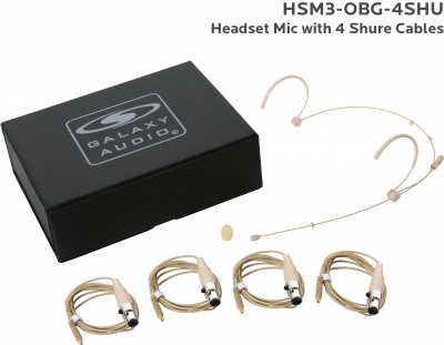 Beige Omni Headset Microphone with 4 Shure Cables