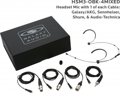 Black Omnidirectional Headset Mic with 4 Mix Cables