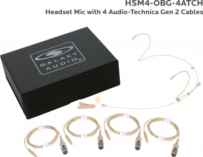 Beige Omni Dual Ear Headset Mic with 4 Generation 2 Audio-Technica Cables