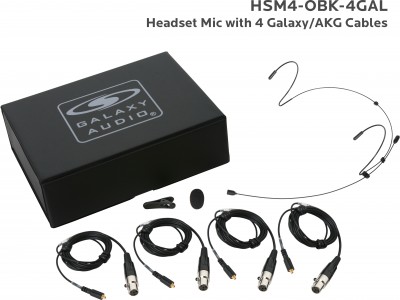 Black Omni Headset Mic with 4 Galaxy Audio/AKG Cables