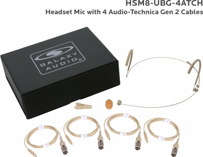 Beige Uni Dual Ear Headset Mic with 4 Generation 2 Audio-Technica Cables