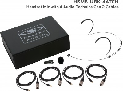 Black Uni Dual Ear Headset Mic with 4 Generation 2 Audio-Technica Cables