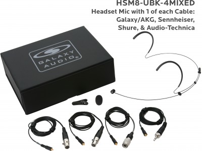 Black Unidirectional Headset Mic with 4 Mix Cables