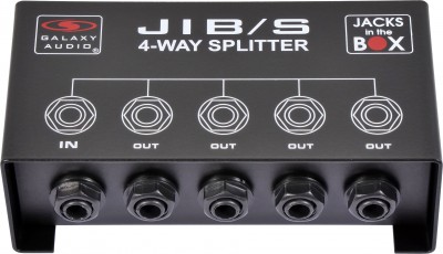JIB/S Four-way 1/4” splitter, split a single headphone feed, balanced TRS inputs, and outputs.