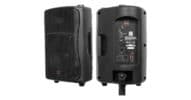 GPS-8-2-sides Galaxy Audio GPS-8 Compact PA Speaker front angle and back stand mounted shown