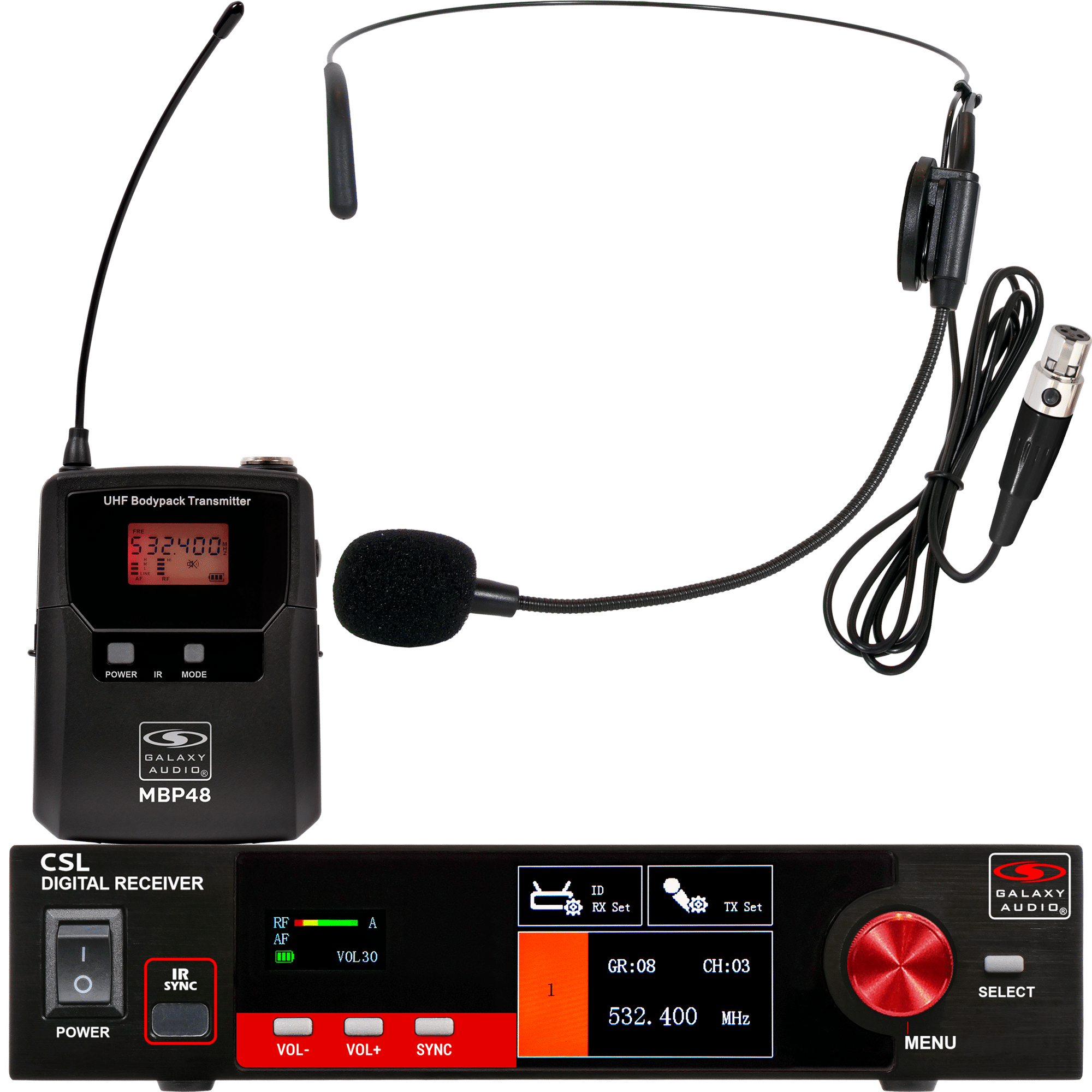 CSL-S Digital UHF True Diversity Wireless Headset Microphone System
