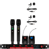 CSL4-HHVV–Four-Channel-Digital-Receiver-+-2-Handhelds-&-2-Lavaliers CSL4-HHVV Four-Channel Digital UHF True Diversity Wireless Microphone System. Includes CSL4R QUAD Receiver w/ four independent receivers in a single 1U rackmount chassis, (2) HH48 Handheld Mics & (2) MBP48 Body Pack Transmitters w/ Lavaliers.
