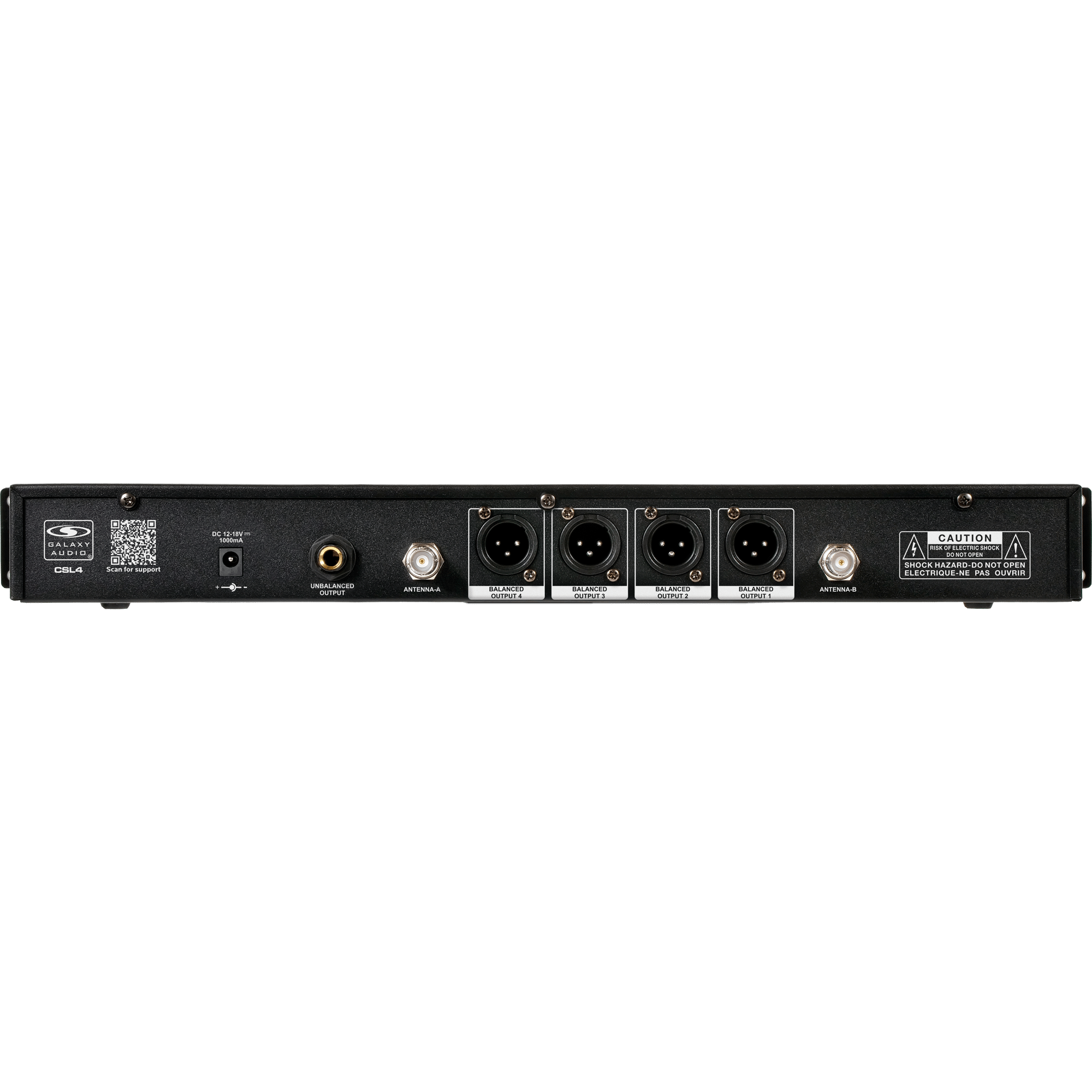 CSL4R Four-Channel Digital UHF True Diversity Wireless Microphone Receiver Back