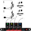 CSL4-SSVV–Four-Channel-Digital-Receiver-+-2-Headsets-&-2-Lavaliers CSL4-SSVV Four-Channel Digital UHF True Diversity Wireless Microphone System. Includes CSL4 QUAD Receiver w/ four independent receivers in a single 1U rackmount chassis, (2) MBP48 Body Pack Transmitters w/ Headset Mics, & (2) MBP48 Body Pack Transmitters w/ Lavaliers.