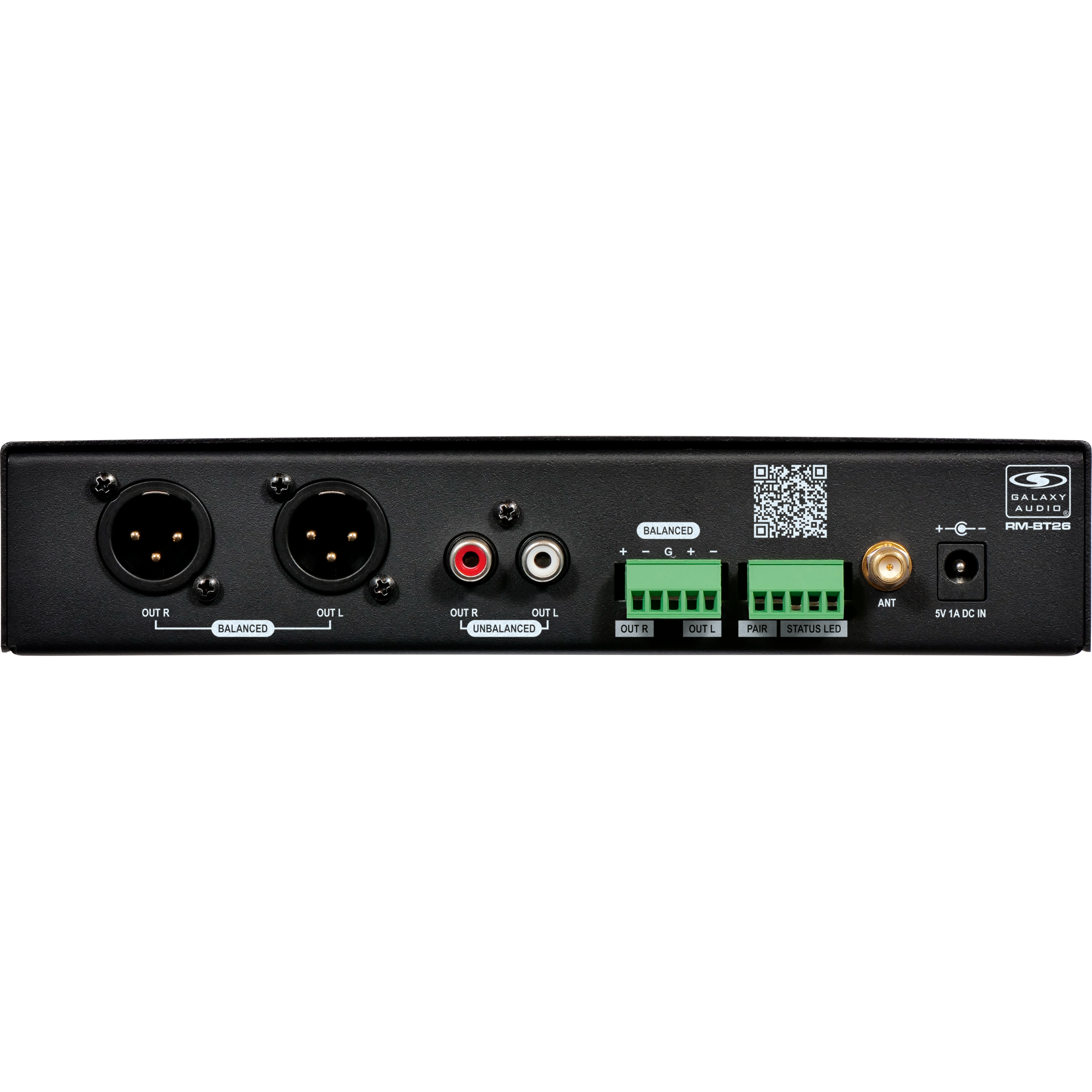 Back Panel image of the RM-BT26 Half Rack Stereo Bluetooth Receiver with Euroblock Outputs installed