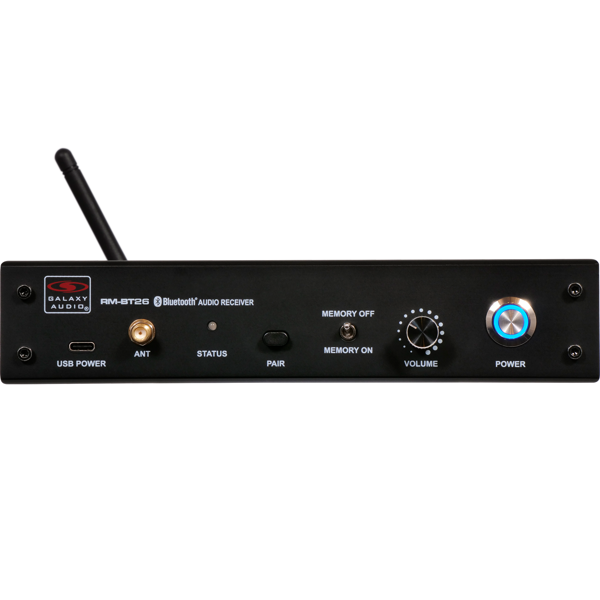 Front image of the RM-BT26 Half Rack Stereo Bluetooth Receiver with Antenna